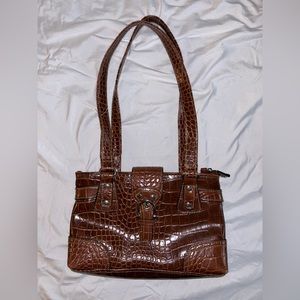 Brown faux leather shoulder bag